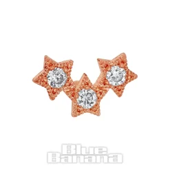 Blue Banana Surgical Steel 1.0mm Tragus 3 Stars Stud (Gold)
