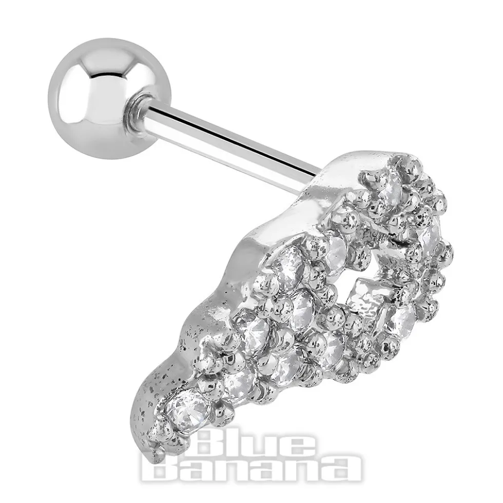 Blue Banana Surgical Steel 1.0mm Wing Tragus Stud (Silver)