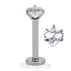 Blue Banana Surgical Steel 4mm Heart 1.2mm Labret (Crystal)