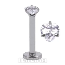 Blue Banana Surgical Steel 3mm Heart 1.2mm Labret (Crystal)