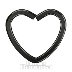 Blue Banana Surgical Steel 1.2mm Daith Heart Ring (Black)