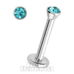 Blue Banana Surgical Steel 1.2mm Internally Threaded Jewelled Labret (Zircon)