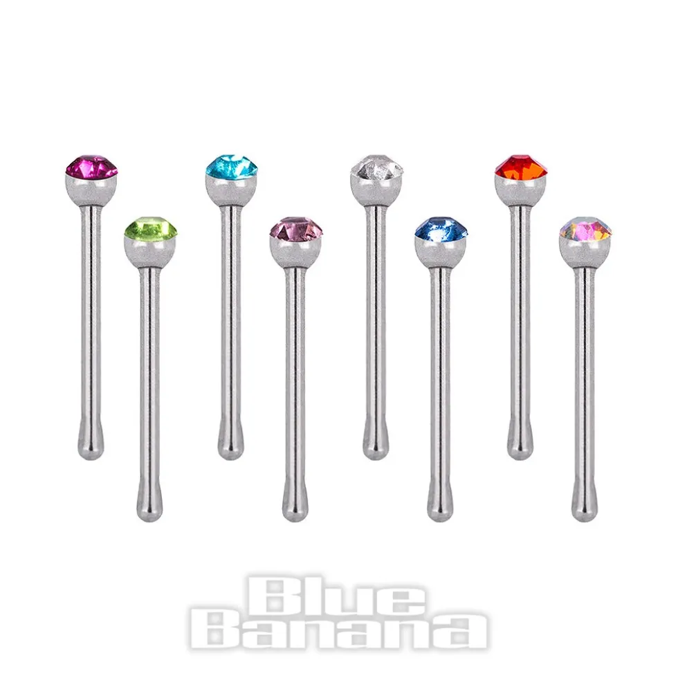 Blue Banana Surgical Steel Multicoloured Nose Studs (Pack Of 40)