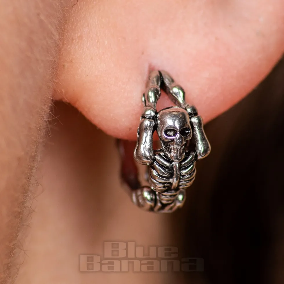 Blue Banana Surgical Steel Skeleton Ear Clicker (Silver)