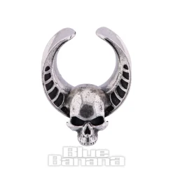 Blue Banana Surgical Steel Skull Saddle Hanger (Silver)