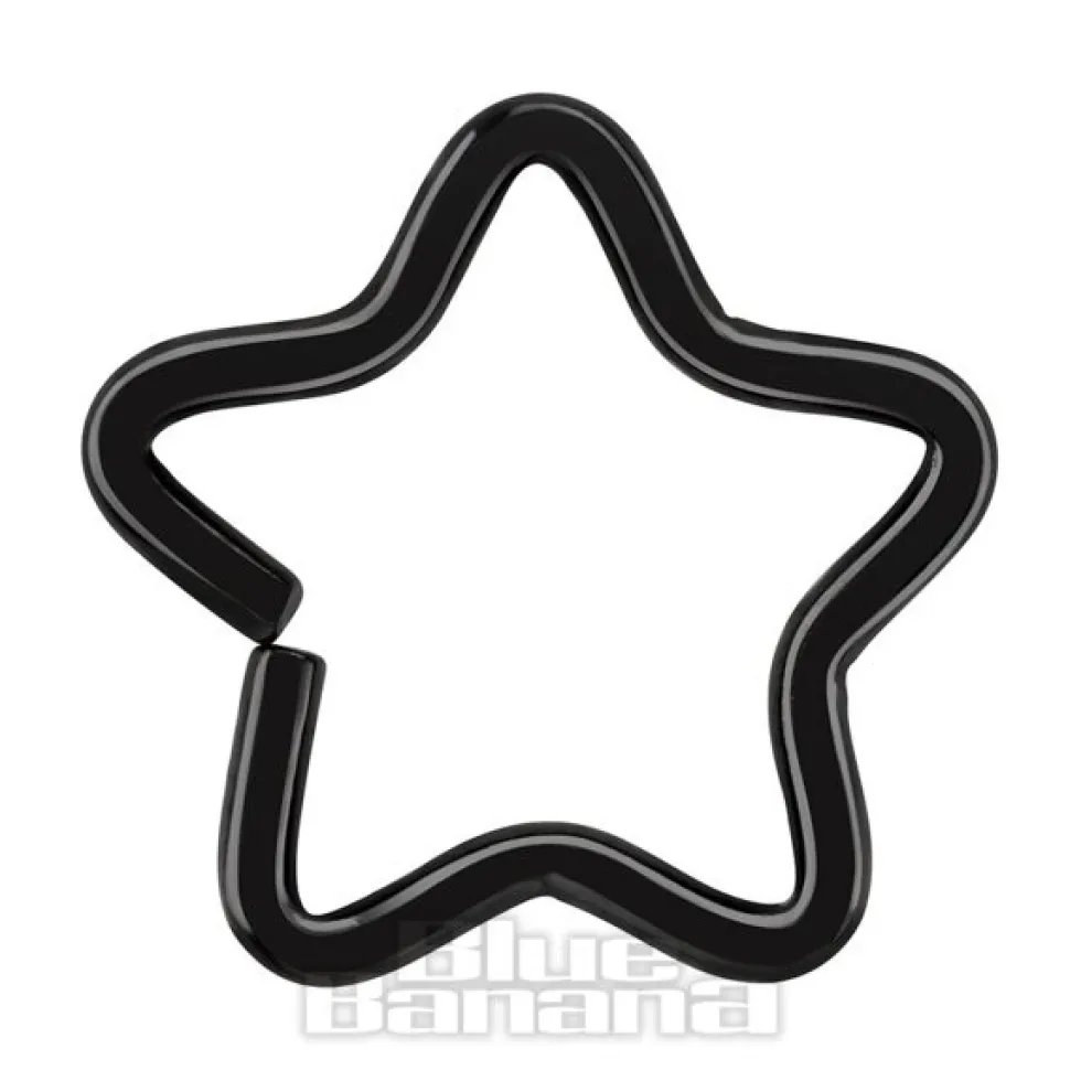 Blue Banana Surgical Steel 1.2 x 10mm Daith Star Ring (Black)