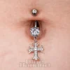 Blue Banana Surgical Steel 1.6 x 10mm Zircon Cross Navel Bar (Crystal)