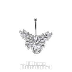 Blue Banana Surgical Steel 1.6x10mm Zirconia Butterfly Navel Bar (Crystal)