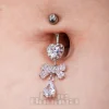 Blue Banana Surgical Steel 1.6x10mm Zirconia Bow Navel Bar (Crystal)