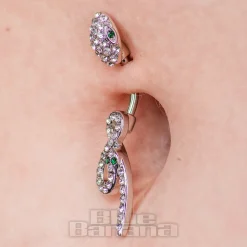 Blue Banana Surgical Steel 1.6x10mm Zirconia Infinity Snake Navel Bar (Crystal)