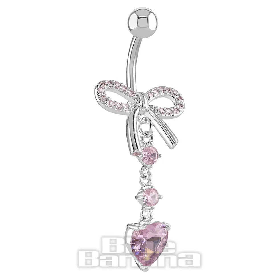 Blue Banana Surgical Steel 1.6 x 10mm Externally Threaded Navel Bar Bow (Rose)
