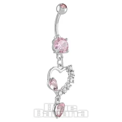 Blue Banana Surgical Steel 1.6 x 10mm Externally Threaded Navel Bar Heart Drop (Rose)
