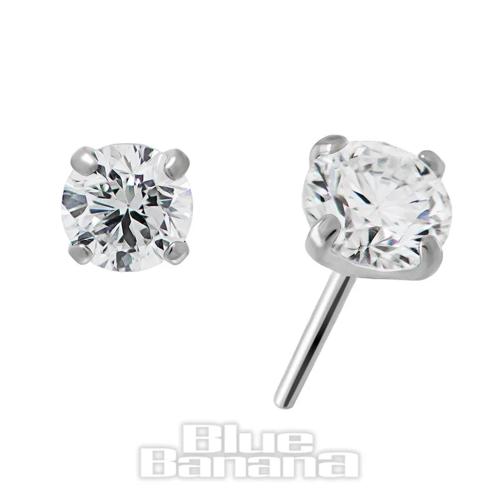 Blue Banana Titanium Lab Diamond 3mm Threadless Top (Silver)