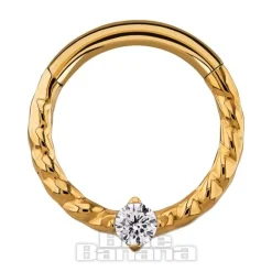 Blue Banana Twist 1.2 Hinged Segment Ring (Gold/Crystal)