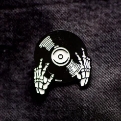 Blue Banana Vinyl Record Pin Badge (Black)