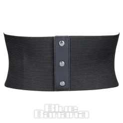 Blue Banana Wide Waist Twist Clasp Belt (Black)
