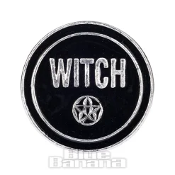 Blue Banana Witch Pin Badge (Black)