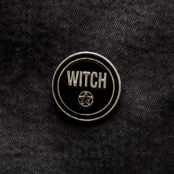 Blue Banana Witch Pin Badge (Black)