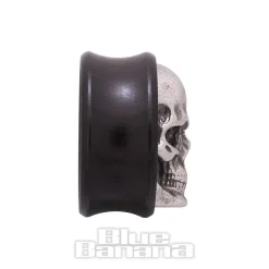 Blue Banana Wood & Silver Skull Tunnel 8-25mm (Black)
