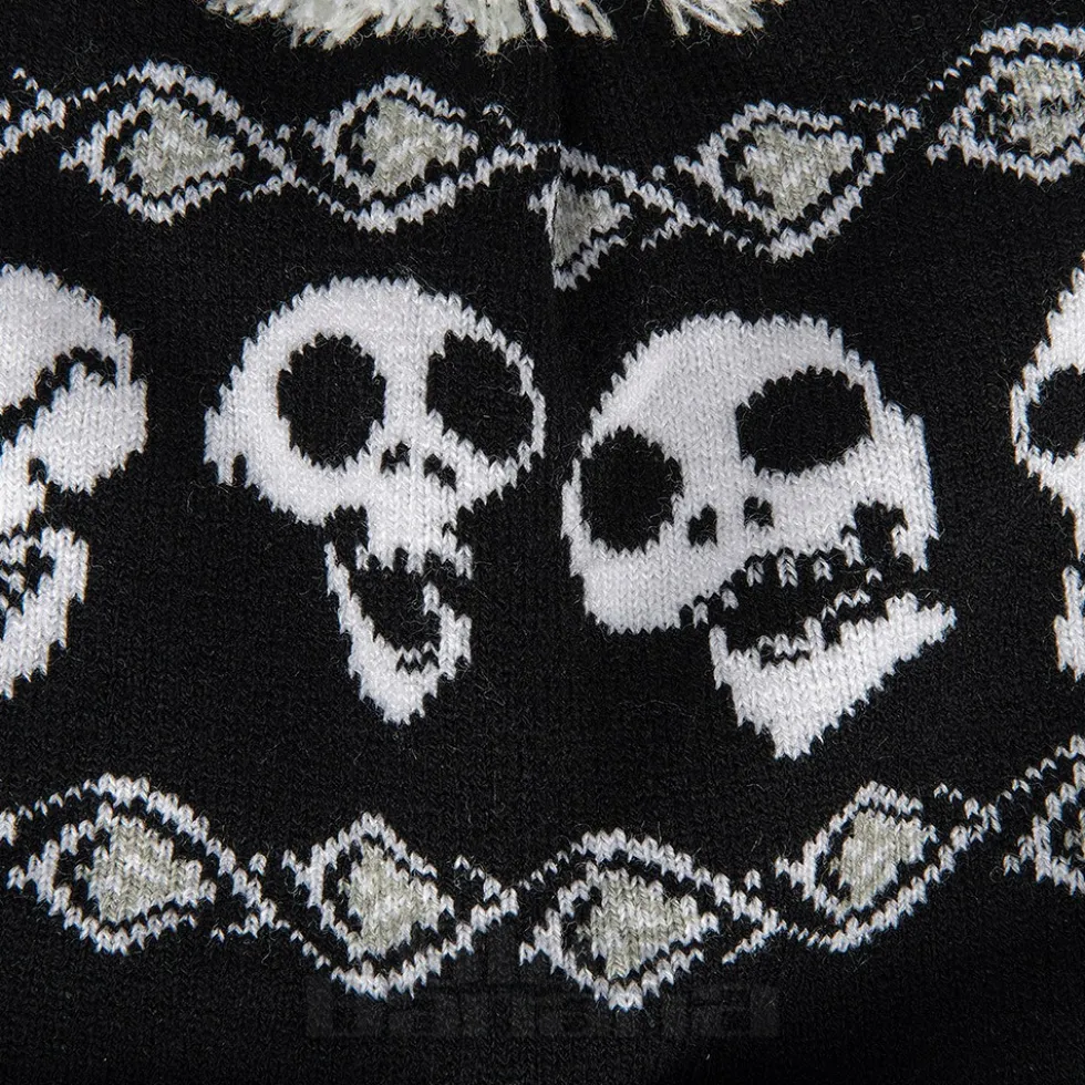 Corpse Bride Skeleton Bobble Hat (Black/White)