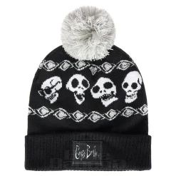 Corpse Bride Skeleton Bobble Hat (Black/White)