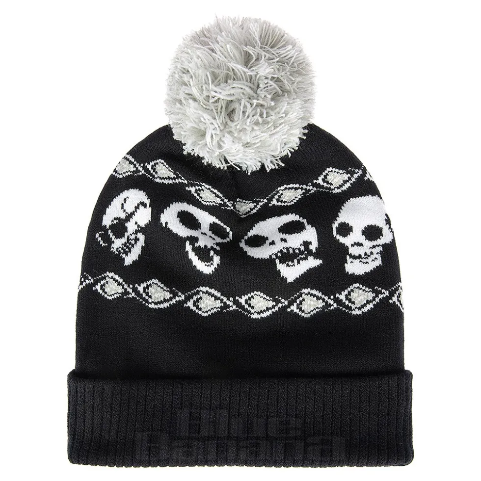 Corpse Bride Skeleton Bobble Hat (Black/White)