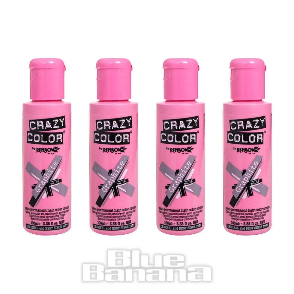 Crazy Color Semi-Permanent Hair Dye 4 Pack 100ml (Graphite)