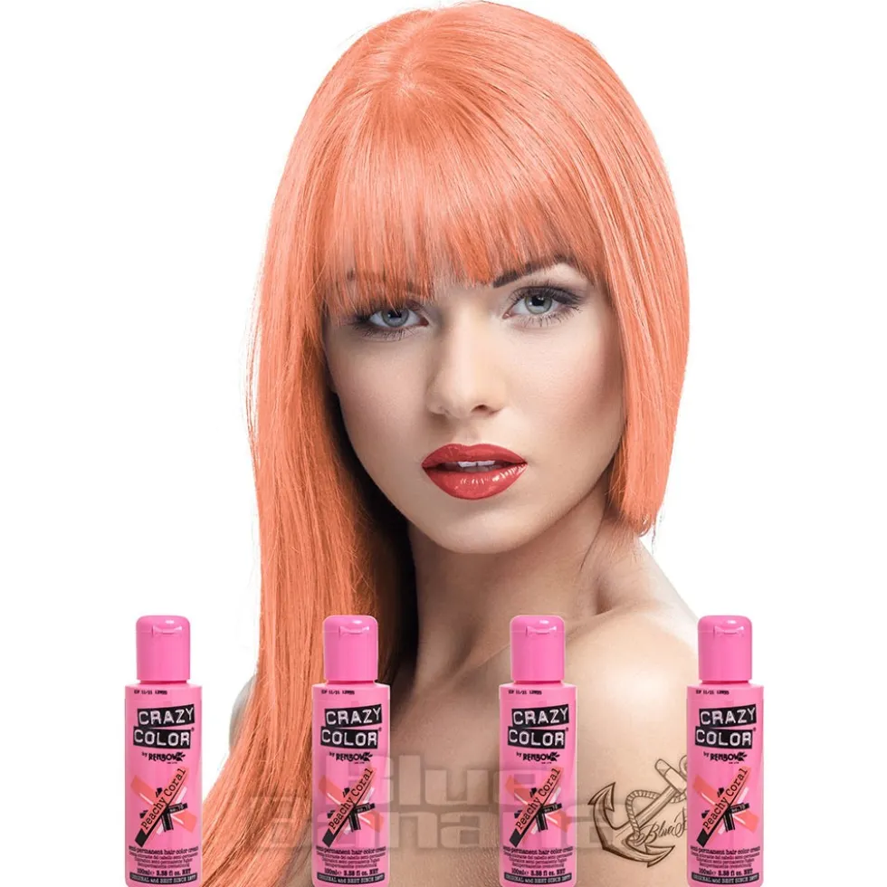 Crazy Color Semi-Permanent Hair Dye 4 Pack 100ml (Peachy Coral)