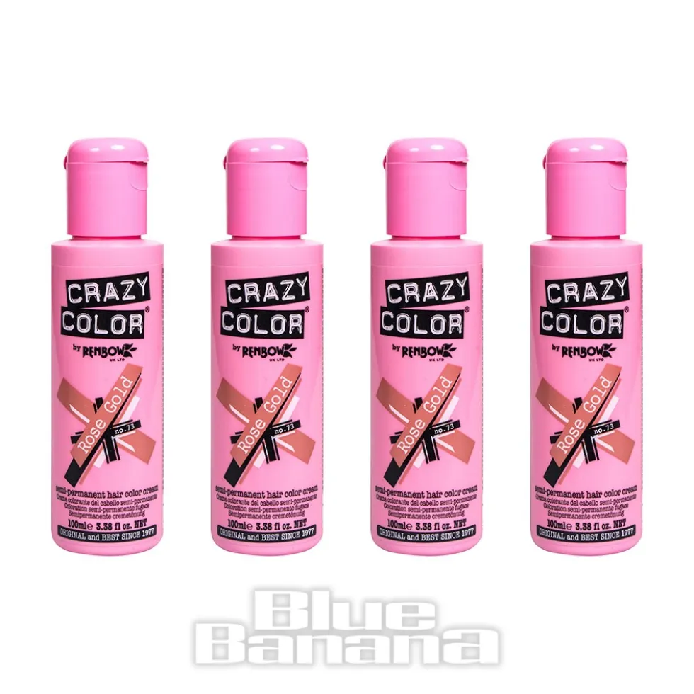 Crazy Color Semi-Permanent Hair Dye 4 Pack 100ml (Rose Gold)