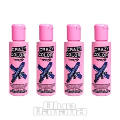 Crazy Color Semi-Permanent Hair Dye 4 Pack 100ml (Sapphire Blue)