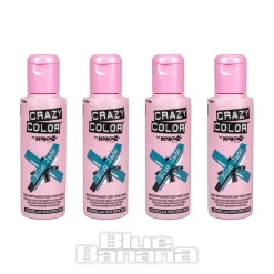 Crazy Color Semi-Permanent Hair Dye 4 Pack 100ml (Blue Jade)