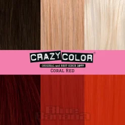 Crazy Color Semi-Permanent Hair Dye 4 Pack 100ml (Coral Red)