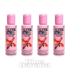 Crazy Color Semi-Permanent Hair Dye 4 Pack 100ml (Coral Red)