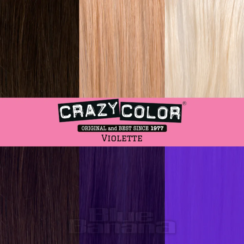 Crazy Color Semi-Permanent Hair Dye 4 Pack 100ml (Violette)