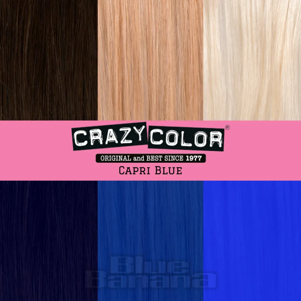 Crazy Color Semi-Permanent Hair Dye 4 Pack 100ml (Capri Blue)