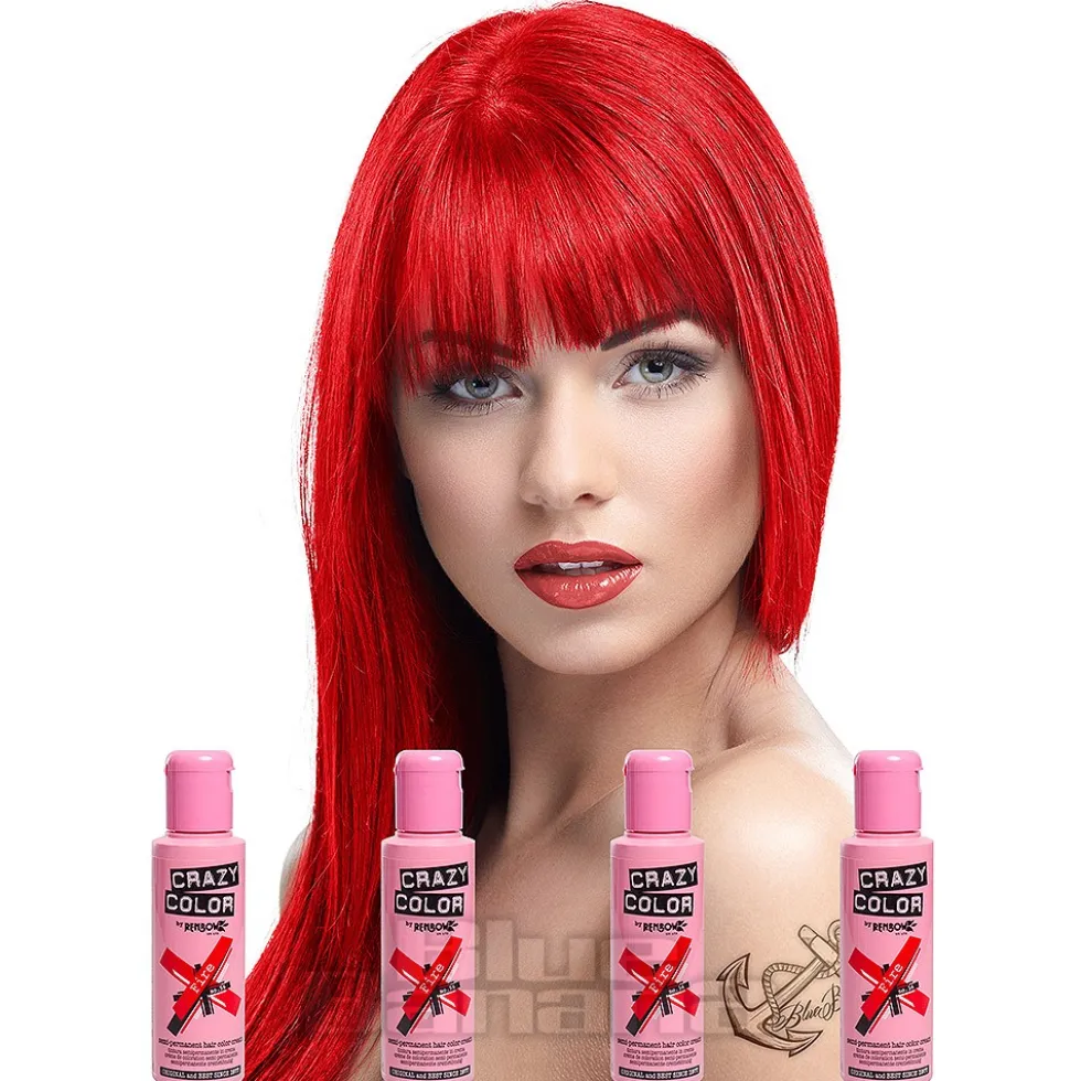 Crazy Color Semi-Permanent Hair Dye 4 Pack 100ml (Fire Red)