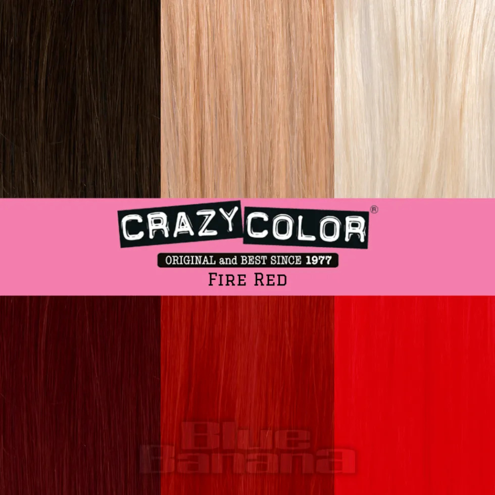 Crazy Color Semi-Permanent Hair Dye 4 Pack 100ml (Fire Red)