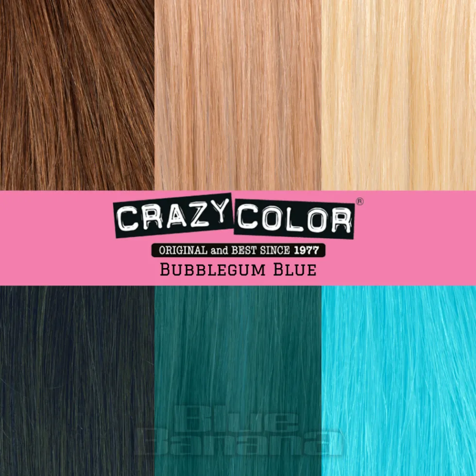Crazy Color Semi-Permanent Hair Dye 100ml (Bubblegum Blue)