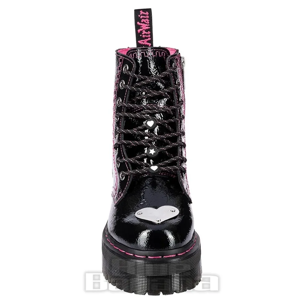 Dr Martens Jadon Patent Platform Boot (Black/Pink)