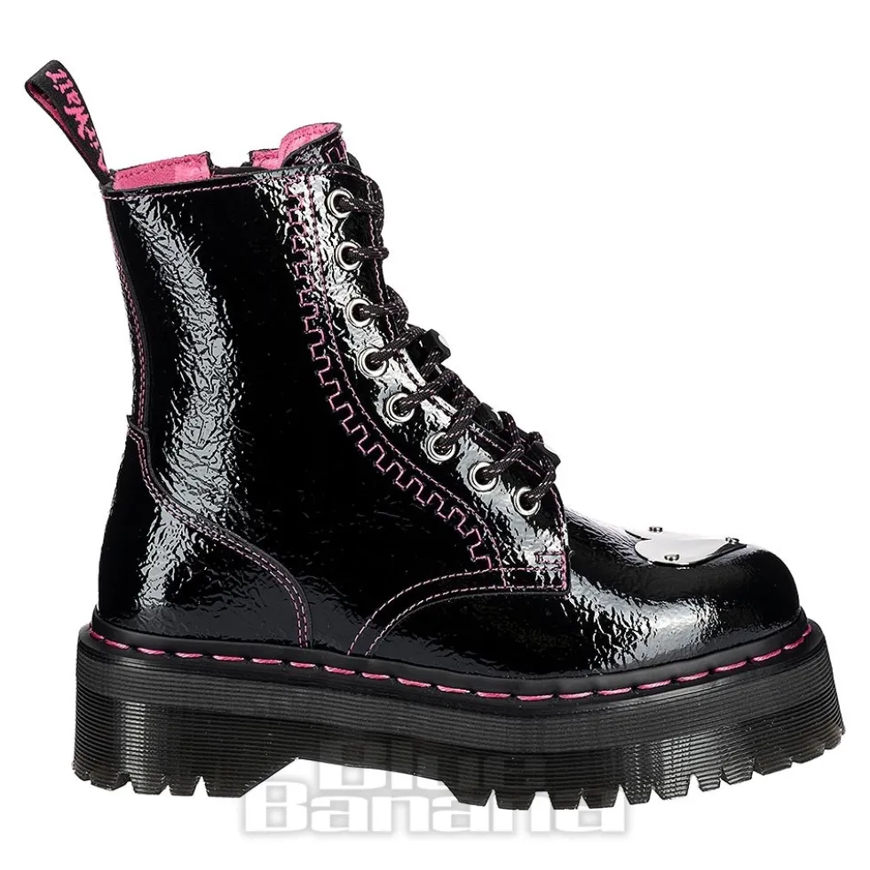 Dr Martens Jadon Patent Platform Boot (Black/Pink)