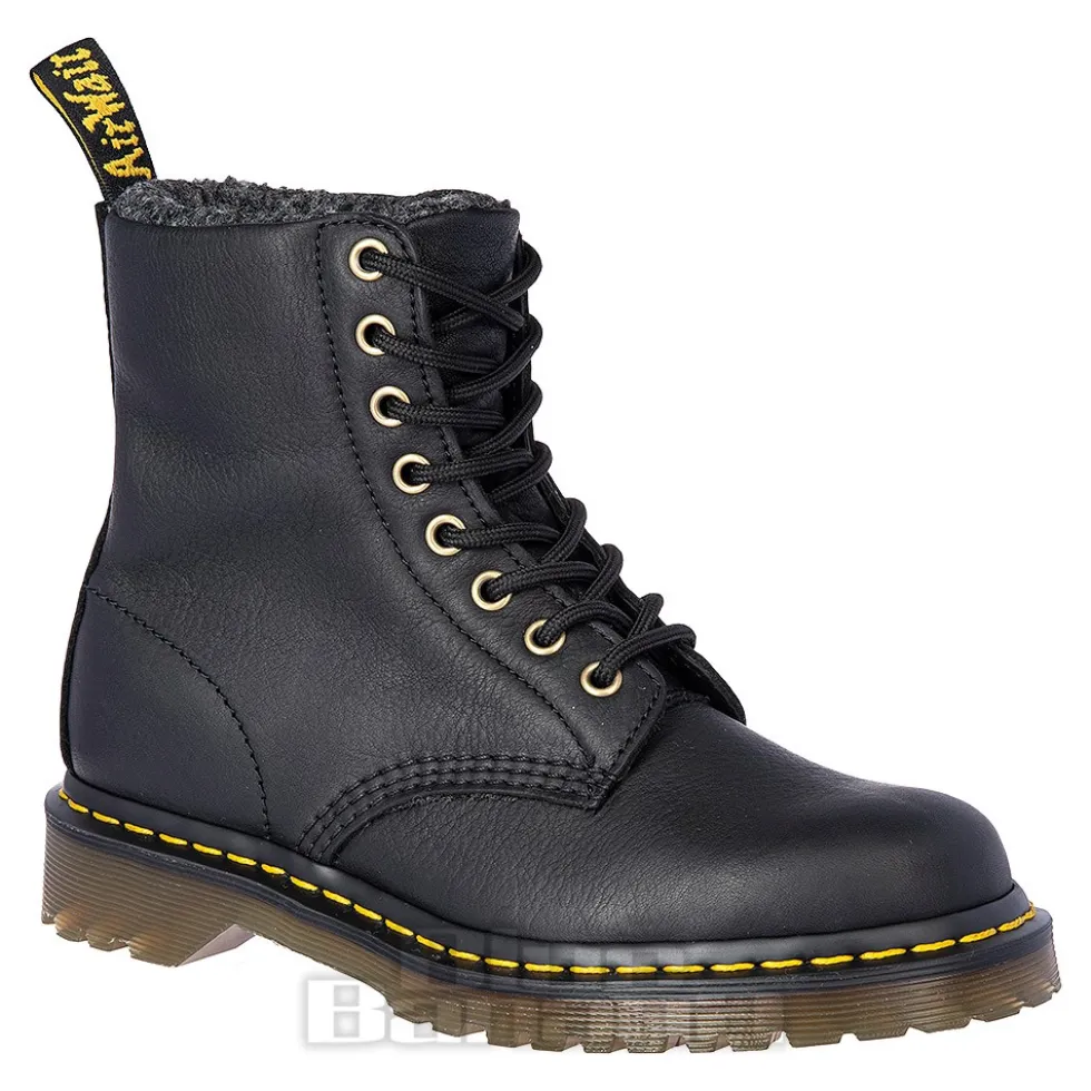 Dr Martens Pascal Collar Faux Fur Boots (Black)