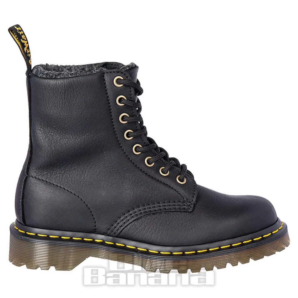 Dr Martens Pascal Collar Faux Fur Boots (Black)