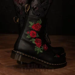 Dr Martens 1460 Vonda Roses Boots (Black/Red)