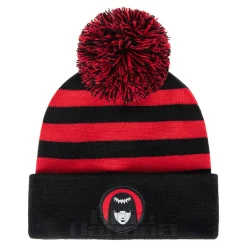 Emily The Strange Striped Bobble Hat (Black/Red)