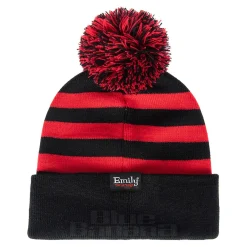 Emily The Strange Striped Bobble Hat (Black/Red)