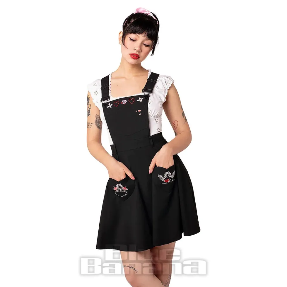 Hell Bunny Cupid Pinafore Dress (Black)