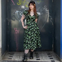 Hell Bunny Gaia Midi Dress (Black/Green)