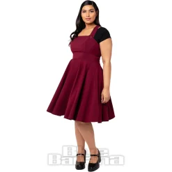 Hell Bunny Patti Pinafore Dress (Burgundy)
