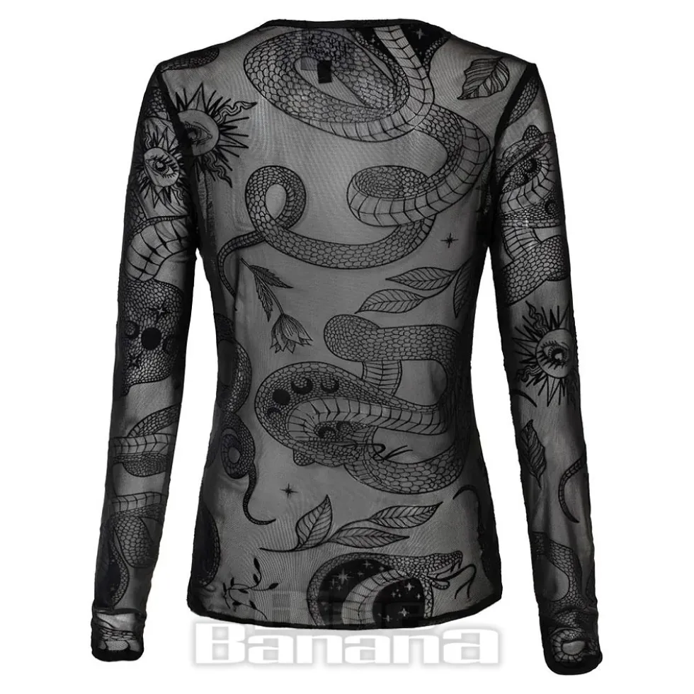 Hell Bunny Snake Charmer Mesh Top (Black)