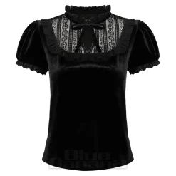 Hell Bunny Velvet Mourning Top (Black)